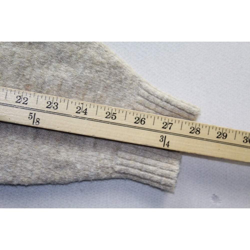 Beige Heathered V Neck Knit Pullover Sweater Womens Size Medium Ribbed - Picture 5 of 9